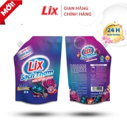 Thumbnail Nước giặt Lix sạch thơm hương hoa hồng Damask Lixco Việt Nam nước giặt Lix cho giặt tay và giặt máy túi 3,2kg 18403 3