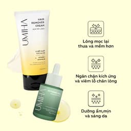 Thumbnail Combo triệt lông Bikini Vùng Kín vĩnh viễn UMIHA ORGANIC gồm Mỡ Trăn Umiha 30ml và Kem Tẩy Lông Umiha 85g an toàn 3