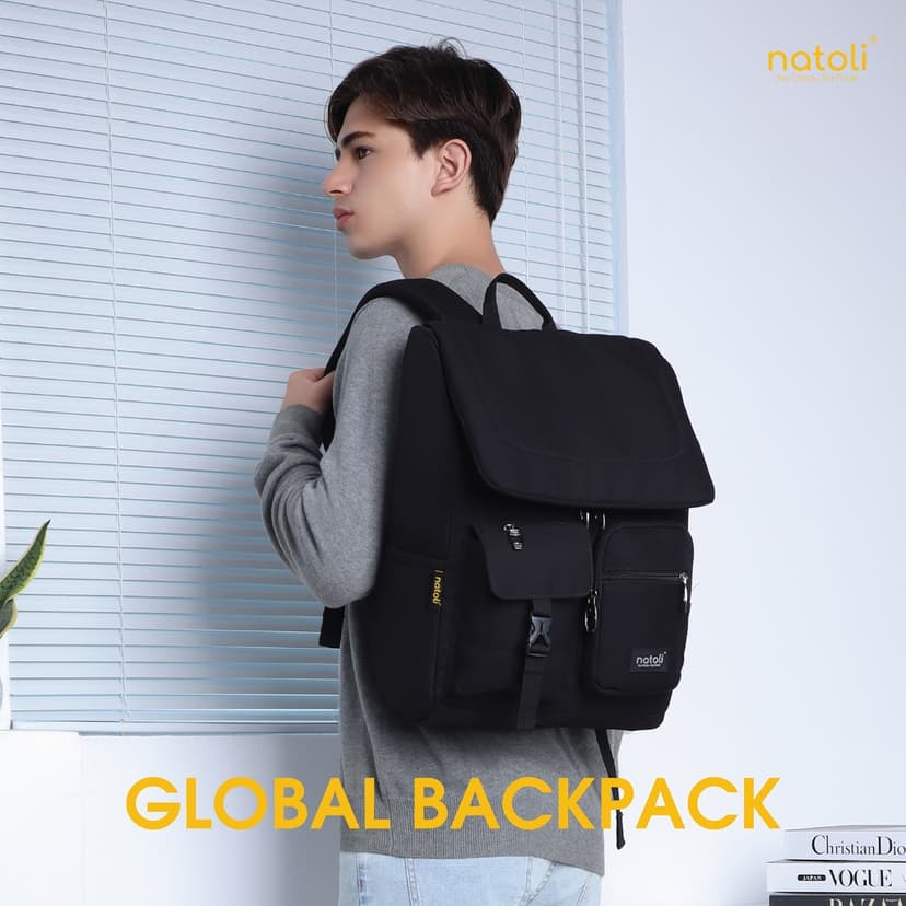 Ảnh Balo laptop 15 6 inch thương hiệu NATOLI, cặp đi học nam chống sốc chống nước tốt Global Backpack B8 2