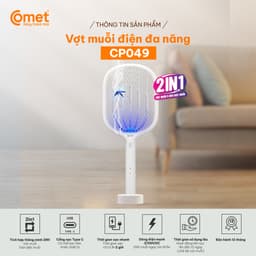 Thumbnail Vợt muỗi điện Comet CP049 Pin Lithium 500mAh sạc 2h dùng 10 ngày BH 12T cổng sạc type C 3