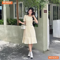 Thumbnail Đầm thiết kế cổ tròn đính nút dáng đuôi cá có xếp ly BEMINE MT9265 2