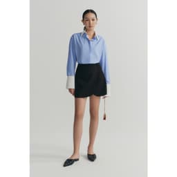 Thumbnail Áo sơ mi dáng relaxed MONO TALK cổ và măng sét tay phối trắng MOF24S-T10012TK 2