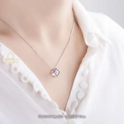 Thumbnail Dây chuyền bạc nữ Eleanor Accessories mặt hình hộp đính đá bạc 925 phụ kiện trang sức vòng cổ 1549 1