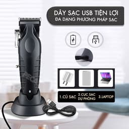Thumbnail Tông đơ cắt tóc chuyên nghiệp Kemei KM-2296 lưỡi cắt mạ carbon công suất mạnh mẽ 5W pin khỏe lithium - Chính hãng 4