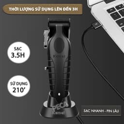 Thumbnail Tông đơ cắt tóc chuyên nghiệp Kemei KM-2296 lưỡi cắt mạ carbon công suất mạnh mẽ 5W pin khỏe lithium - Chính hãng 3