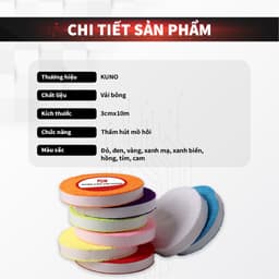 Thumbnail Quấn cán vải KUNO quấn cán vợt cầu lông tennis, chất liệu vải thấm hút mồ hôi tốt chống trơn trượt, loại dài 10 mét 2