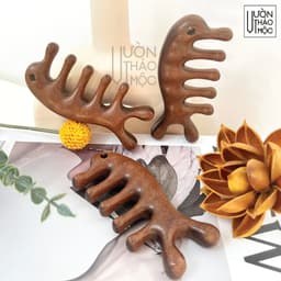 Thumbnail Lược Gỗ Đàn Hương Cá Heo VƯỜN THẢO MỘC massage cổ vai gáy giảm đau và căng thẳng thư giãn dành cho cả nam và nữ 2