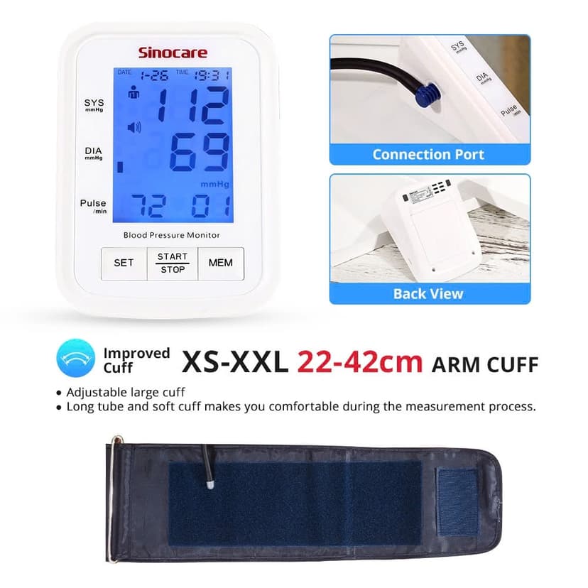 Ảnh Máy Đo Huyết Áp Bắp Tay Tự Động Sinocare BA-823-Giọng Nói Tiếng Việt 4