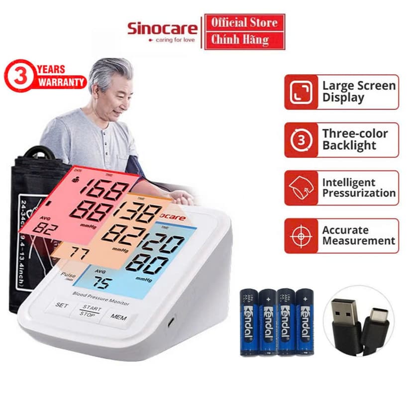Ảnh Máy Đo Huyết Áp Bắp Tay Tự Động Sinocare BA-823-Giọng Nói Tiếng Việt 1