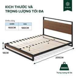 Thumbnail Giường Gỗ Khung Kim Loại – Zinus Ironline Platforma Bed 2