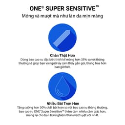 Thumbnail Bao cao su ONE của Mỹ One Super Sensitive tăng cảm giác cực đã size 53mm Hộp 3-12 cái 2