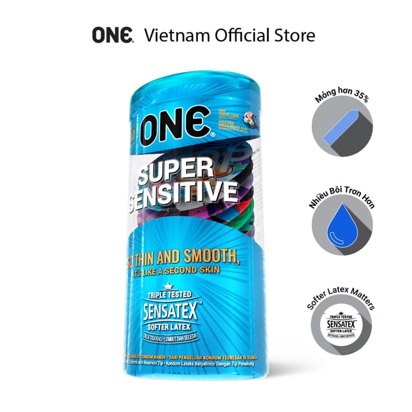 Ảnh Bao cao su ONE của Mỹ One Super Sensitive tăng cảm giác cực đã size 53mm Hộp 3-12 cái 1