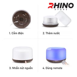 Thumbnail Máy phun sương tạo ẩm lớn Rhino H701 500ml, tích hợp đèn ngủ, điều khiển từ xa 3