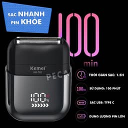Thumbnail Máy cạo râu mini lưỡi kép Kemei KM-T82 màn hình LCD, công suất 5w mạnh mẽ cảm biến râu thông minh - Hàng chính hãng 3