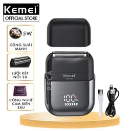 Thumbnail Máy cạo râu mini lưỡi kép Kemei KM-T82 màn hình LCD, công suất 5w mạnh mẽ cảm biến râu thông minh - Hàng chính hãng 1