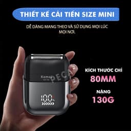 Thumbnail Máy cạo râu mini lưỡi kép Kemei KM-T82 màn hình LCD, công suất 5w mạnh mẽ cảm biến râu thông minh - Hàng chính hãng 2