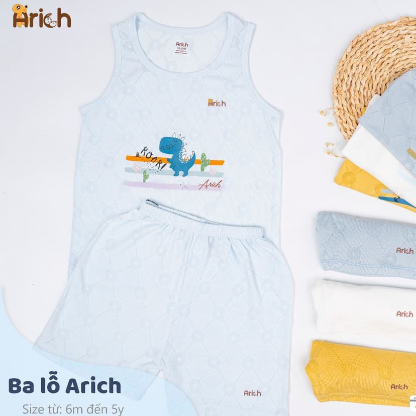 Ảnh Ba lỗ thông hơi vải sợi tre họa tiết đáng yêu cho Bé size từ 6 tháng-5 tuổi 3