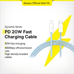 Thumbnail Dây Cáp Baseus PD 20W Nối Đầu USB-C Sang Đầu Sạc Nhanh Hỗ Trợ Truyền Dữ Liệu 480Mbps 1