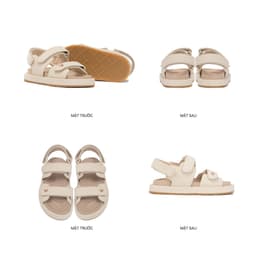 Thumbnail THEWOLF Giày Tăng Chiều Cao Sandal Nam Nữ THEWOLF ESSENTIAL LOW SANDAL Đế Bằng Lót Êm Ái Quai Dán - Đen Kem Beige Nâu 2