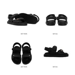 Thumbnail THEWOLF Giày Tăng Chiều Cao Sandal Nam Nữ THEWOLF ESSENTIAL LOW SANDAL Đế Bằng Lót Êm Ái Quai Dán - Đen Kem Beige Nâu 3