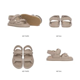 Thumbnail THEWOLF Giày Tăng Chiều Cao Sandal Nam Nữ THEWOLF ESSENTIAL LOW SANDAL Đế Bằng Lót Êm Ái Quai Dán - Đen Kem Beige Nâu 4