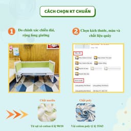 Thumbnail Quây Giường Cũi Ghép 3 Mặt GOLDCAT Bao Gồm Ruột Bông Và Vỏ Chất Vải Cotton Mềm Mát, Cắt May Theo Yêu Cầu 2