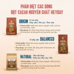 Thumbnail Túi 200g Bột cacao nguyên chất Việt Nam 100% Heyday - Dòng Balanced phổ thông - Vị đắng đậm 3