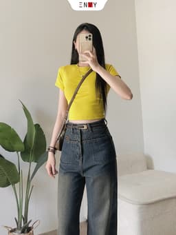 Thumbnail Áo Thun Croptop Nữ Body Trơn Ngắn Tay ENVY AT227 2