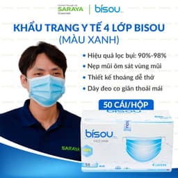 Thumbnail Khẩu trang y tế 4 lớp Bisou (Màu Xanh và Màu Trắng) - 50 cái/hộp 1