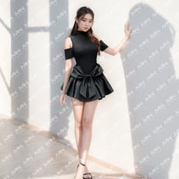 Thumbnail Đầm dự tiệc Mina dáng xoè mini chất Cotton Nhật phối Taffta lụa màu đen trẻ trung xinh đẹp MN255 2