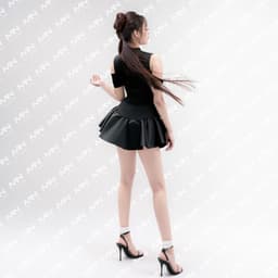 Thumbnail Đầm dự tiệc Mina dáng xoè mini chất Cotton Nhật phối Taffta lụa màu đen trẻ trung xinh đẹp MN255 4