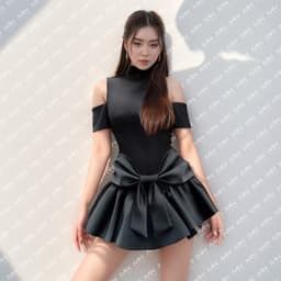 Thumbnail Đầm dự tiệc Mina dáng xoè mini chất Cotton Nhật phối Taffta lụa màu đen trẻ trung xinh đẹp MN255 3