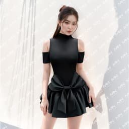 Thumbnail Đầm dự tiệc Mina dáng xoè mini chất Cotton Nhật phối Taffta lụa màu đen trẻ trung xinh đẹp MN255 1