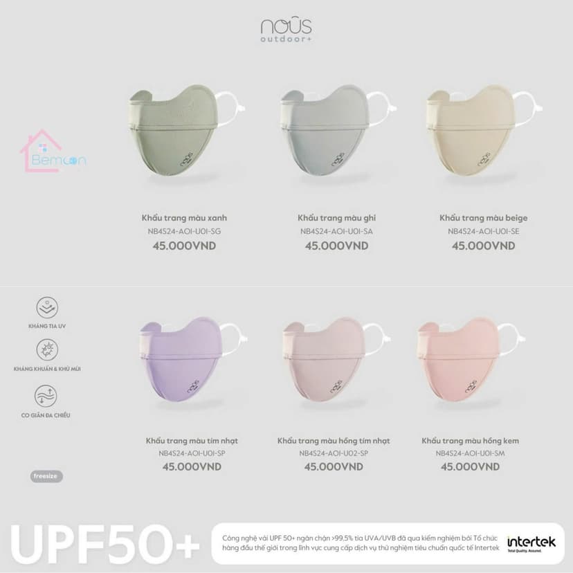 Ảnh Khẩu trang an toàn cho bé, chất liệu cao cấp UPF50+ Nous 1