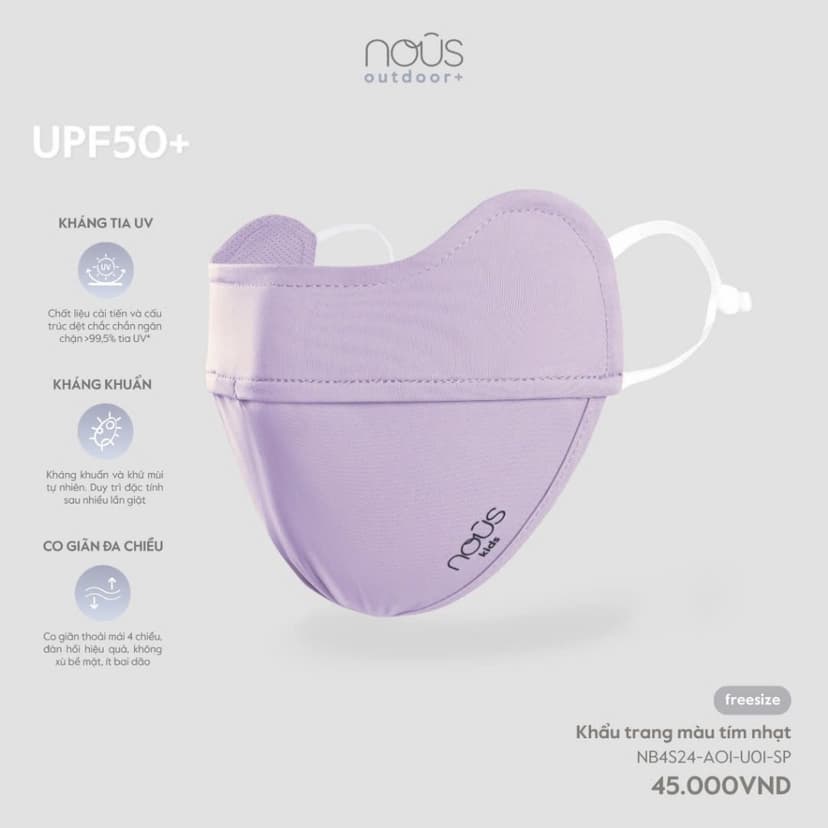 Ảnh Khẩu trang an toàn cho bé, chất liệu cao cấp UPF50+ Nous 4