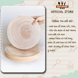 Thumbnail Thớt gỗ xà cừ Bam House loại tròn nhiều kích thước cao cấp TGT01 2