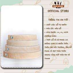 Thumbnail Thớt gỗ xà cừ Bam House loại tròn nhiều kích thước cao cấp TGT01 3