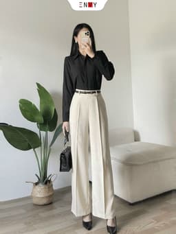 Thumbnail Quần Tây Ống Suông Rộng Công Sở ENVY QK47 4
