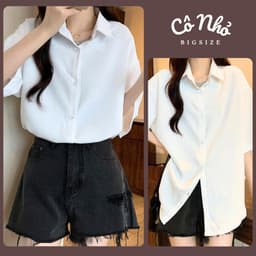 Thumbnail Áo Sơ Mi Bigsize Nữ Tay Ngắn Form Rộng Thoải Mái Vải Mềm Ít Nhăn Đi Học Đi Làm SMHS 1