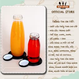 Thumbnail Chai thủy tinh cao bầu Bam House nắp thiết dung tích 250ml 500ml cao cấp CSNT04 3