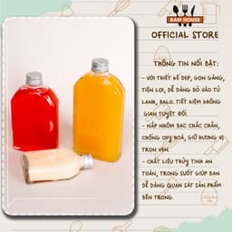 Thumbnail Chai thủy tinh dẹt xén vai Bam House dung tích 100ml 250ml 350ml 500ml có nắp thiết cao cấp CXV05 2
