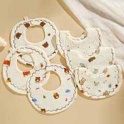 Thumbnail Yếm Tròn Xô Muslin 6 Lớp Cho Bé Dày Dặn Thấm Hút Tốt Mềm Mại Bấm Nút Tiện Lợi, Yếm Xô Tròn Cho bé 1