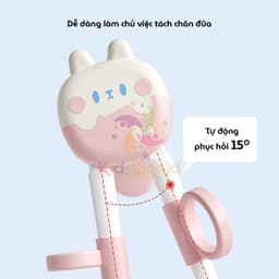Thumbnail Bộ thìa nĩa đũa tập ăn cho bé KidsWorld hình thỏ đũa tập gắp xỏ ngón chống trượt cho bé ăn dặm 4
