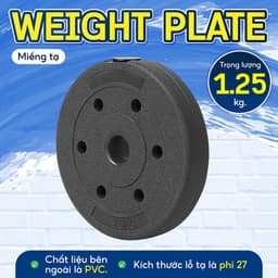 Thumbnail BG - Tạ miếng nhựa pvc đặc ruột tạ bánh nhựa tạ đĩa 1,25kg 1