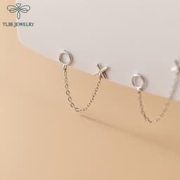 Thumbnail Khuyên tai bạc nữ TLEE x o tua dài cá tính TLEE JEWELRY B0266 2