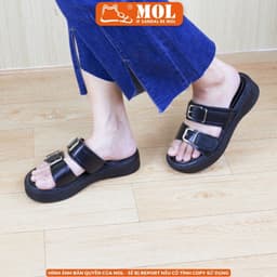 Thumbnail Dép nữ 2 quai ngang đế bánh mì cao 4cm hiệu MOL HM1 hot trend 2