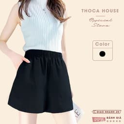 Thumbnail Quần short lưng thun basic trơn đen THOCA HOUSE trẻ trung, năng động thường ngày dễ phối 1