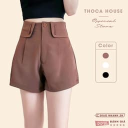 Thumbnail XẢ HÀNG - Quần short nữ tây lưng cao trơn đai kiểu THOCA HOUSE có size, dáng Hàn chuẩn xinh phối đồ 1
