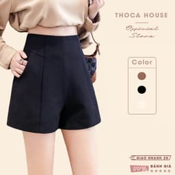 Thumbnail Quần short ulzzang Hàn may lai giữa khóa kéo sau trơn THOCA HOUSE năng động, trẻ trung 1