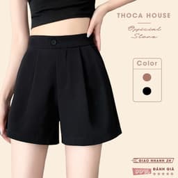 Thumbnail Quần short tây nữ màu trơn đen, nâu THOCA HOUSE phối mọi trang phục công sở, đi chơi 1